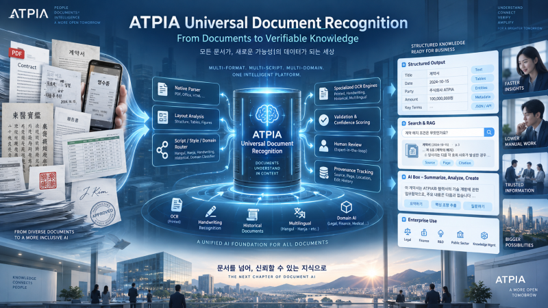 ATPIA Universal Document Recognition 개발 본격화..문서를 '검증 가능한 지식'으로